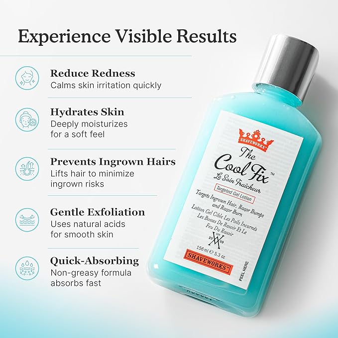 Shaveworks The Cool Fix Aftershave for Women: Pubic Hair Removal, Razor Bumps, Razor Burns, Ingrown Hair Treatment – After Shaving Post Waxing Bikini Area Moisturizing Skin Care Gel 5.3 Fl Oz