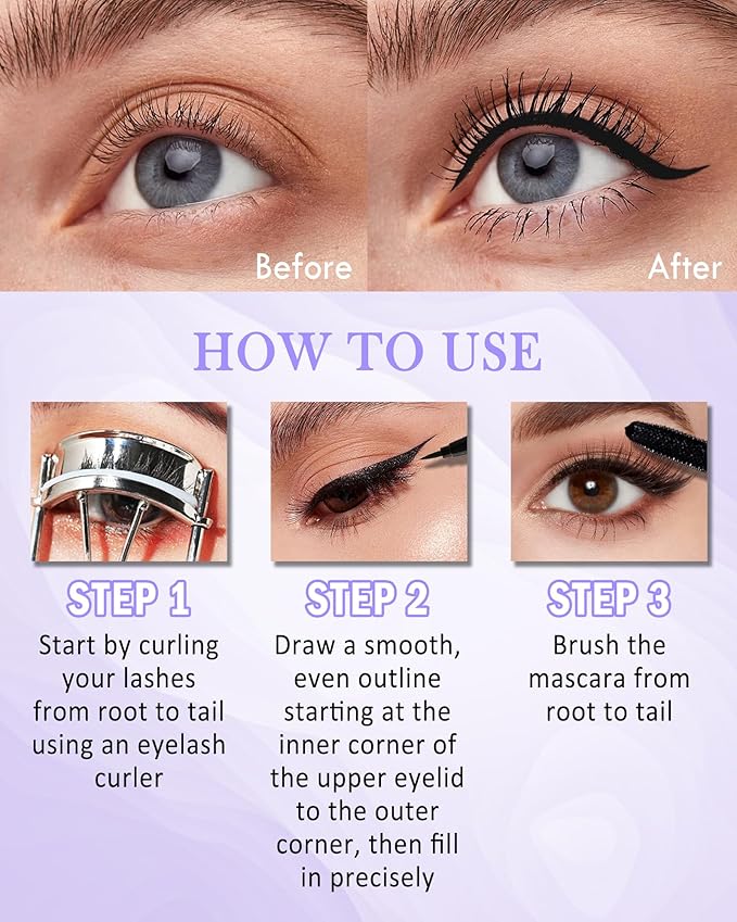 Red Mascara Green Eyeliner Set,5D Waterproof Fiber Colored Mascara Volume and Length,Longlasting Smudgeproof Color Eye Liner Pen,Cosplay Party Stage Use, Christmas Makeup Gift Kit for Women Girl