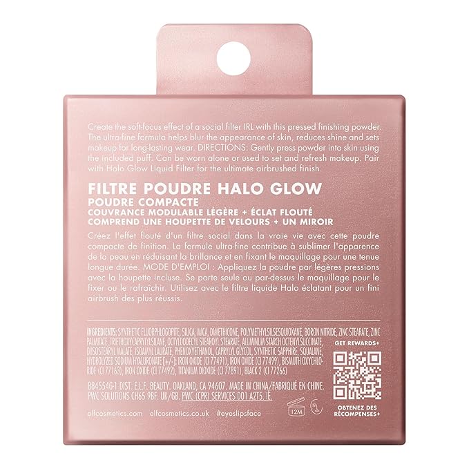 e.l.f. Halo Glow Powder Filter, Ultra-fine Finishing Powder, Smooths The Look of Pores & Fine Lines, Creates A Soft-Focus Glow, Vegan & Cruelty-Free, Rich Warm