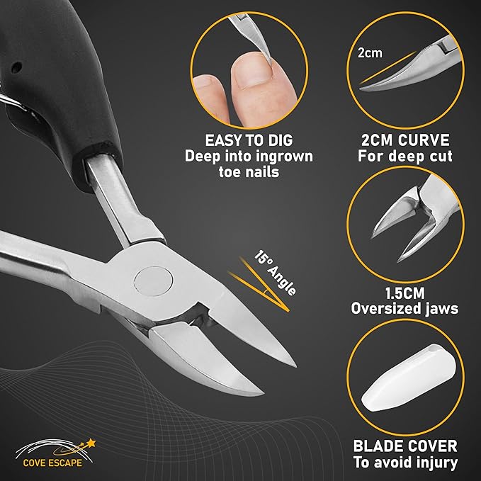 Toenail Clippers for Seniors Thick Toenails- Heavy Duty Podiatrist Ingrown Toe Nail Cutter for Men, Professional & Adults - Easy Grip Handle Stainless Steel (Extra Large, 10, Count)