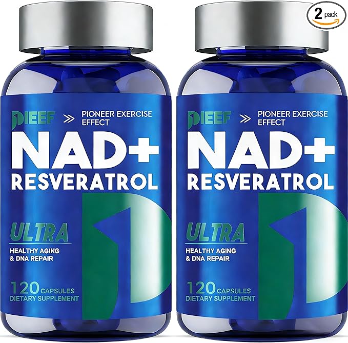 Nicotinamide Adenine Dinucleotide Supplement 1500mg with Resveratrol, 240 Capsules NMN Alternative for Cellular Energy, Anti-Aging & Antioxidant Support, Vegan & Non-GMO Formula, 2Pack