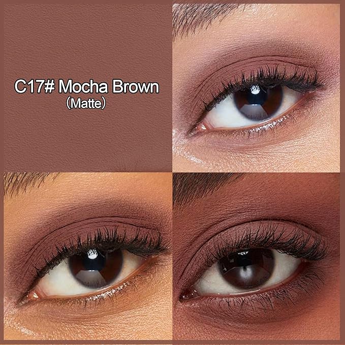 Erinde Waterproof Cream Eyeshadow Stick, Mocha Brown Matte Eye Shadow Sticks, Cream to Powder Eyeshadow Crayon, Buildable & Blendable Long-Lasting Eye Shadow Stick, Vegan & Cruelty-Free, C17