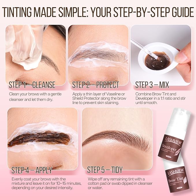 LASHVIEW Brow Color Kit with Natural Effects Long Lasting Lasts 4 Weeks Easy to Use for Salon & Home Use(Brown)