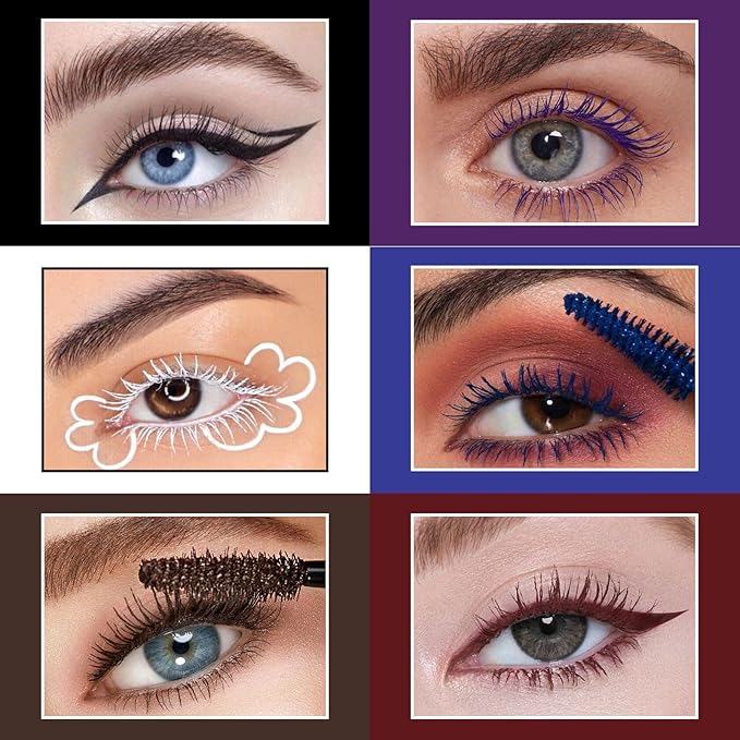 UCANBE Burgundy Mascara and Liquid Eyeliner Set, Waterproof Berry Red Colored Eye Makeup Duo - Enhance Your Gaze with Natural Lasting Lift & Curl for Lashes and Pigmented Smudge-Proof Eye Liner