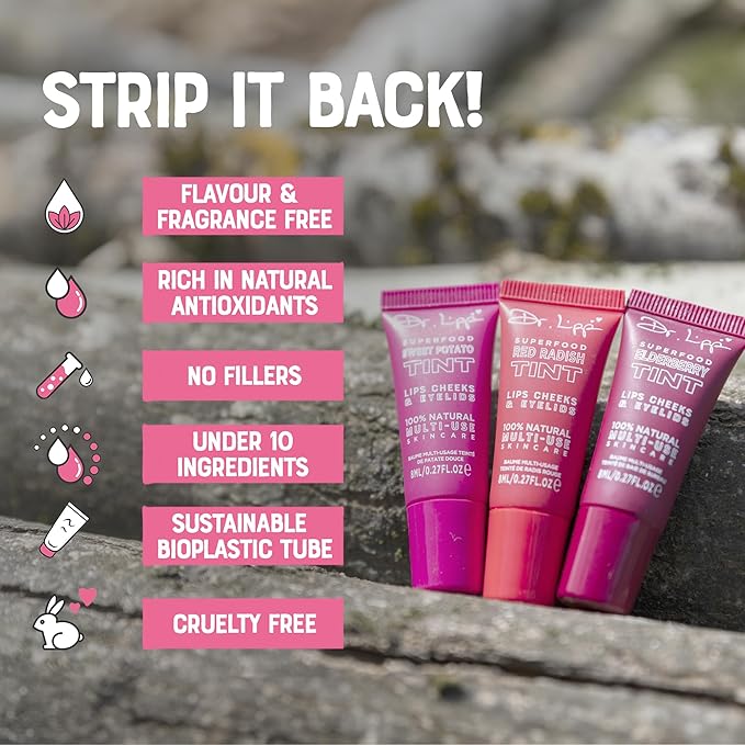 Dr. Lipp Superfood Lip Tint 3 PACK [3 x 8ml] – 4-in-1 Tinted Balm for Lips, Cheeks & Eyes – Ultra Moisturizing, 100% Natural, Fragrance-Free & Cruelty-Free