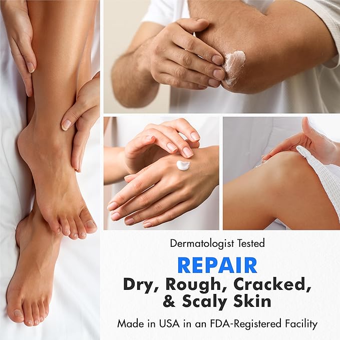 Ebanel Urea Cream 40% plus Salicylic Acid 2%, Foot Cream for Dry Cracked Heels Feet Knees Elbows Hands, Foot Dead Skin Cuticle Callus Remover Toenail Softener, Keratolytic Skin Barrier Repair, 3-Pack
