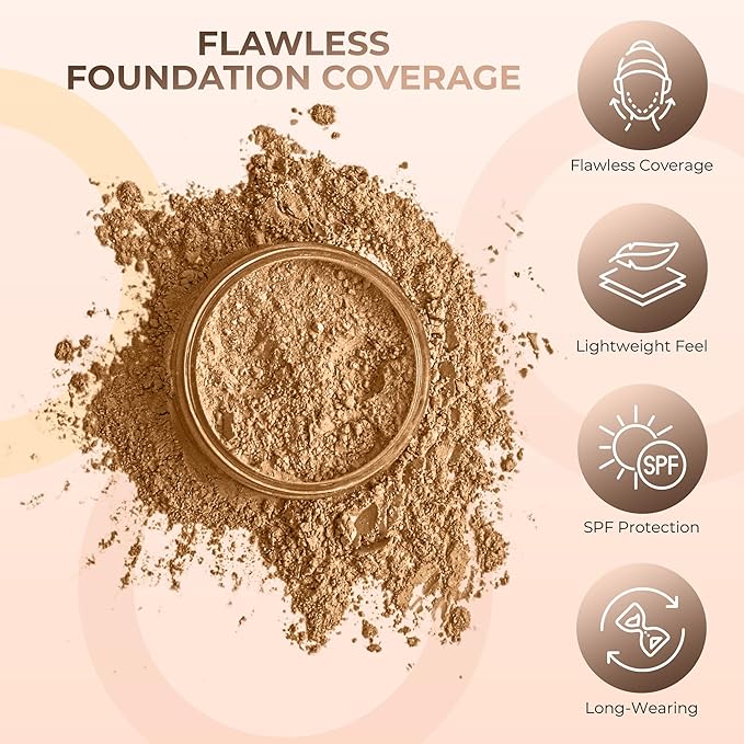 DEEP TAN FOUNDATION (20g Mid Size Sifter Jar) – Loose Mineral Foundation Powder – Lightweight, Matte Finish, Long Wear – Sweet Face Minerals, SPF 30