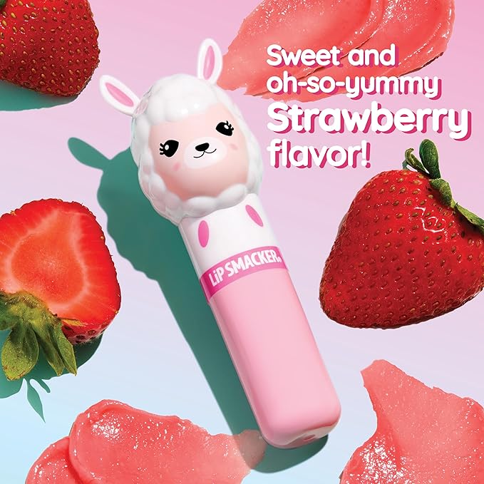 Lip Smacker Lippy Pals Llama, Flavored Moisturizing & Smoothing Soft Shine Lip Balm, Hydrating & Protecting Fun Tasty Flavors, Cruelty-Free & Vegan - Straw-ma-Llama berry