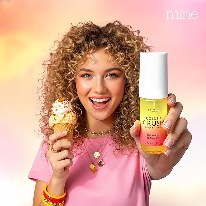 Mine Hair Perfume, Hair and Body Mist - Valentines Day Gifts for Teen Girls and Women - IFRA Safety Certificate, Long Lasting, Freshen Hair, Body & Pillows - Almond & Vanilla Scent - 3.04 oz