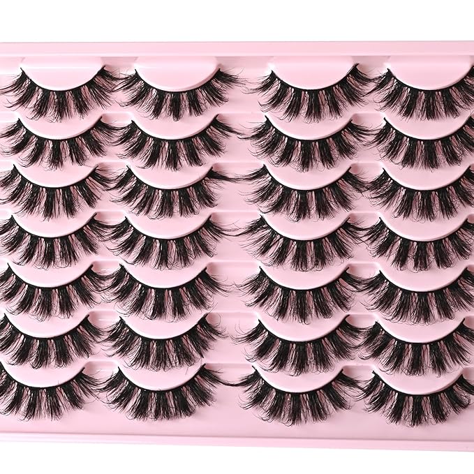 FARRED Lashes False Eyelashes Wispy Mink Lash Strips Natural Doll Eye Fake Eyelash Fluffy Wispies D curl Spiky Eye Lash Pack Easy Manga Lashes for Beginners (F6 | 11-17mm)
