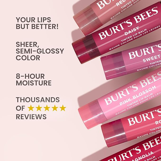 Burt's Bees Lip Tint Balm with Long Lasting 2 in 1 Duo Tinted Balm Formula, Color Infused with Deeply Hydrating Shea Butter for a Natural Looking Buildable Finish, Sweet Violet (2-Pack)