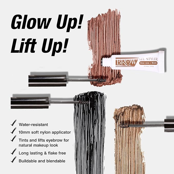 Secret of Pharaoh Brow Gel Styler in Dark Brown - Water Resistant, Long Lasting Eyebrow Gel for Natural Makeup Look, Great for Lift-Up Defining, Biotin and Aloe Vera Infused