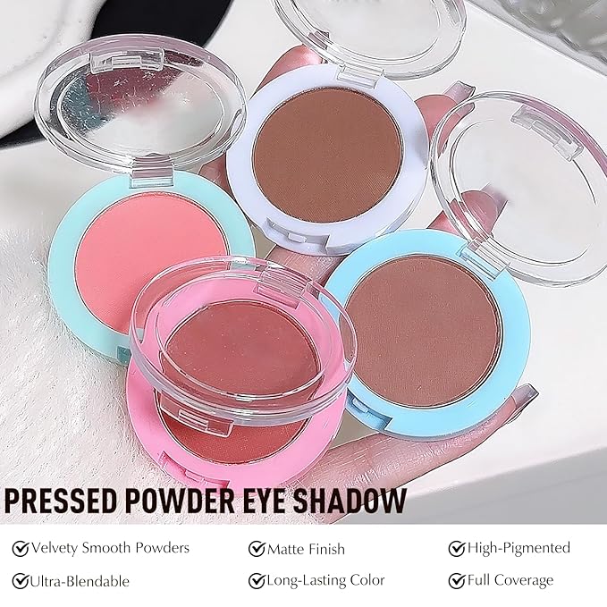 Red Eyeshadow Palette - Single Matte Eyeshadow Silky Pressed Eye Shadow Powder, Compact Lightweight Blendable Neutral Eyeshadow, Daily Matte Eyes Makeup, #08