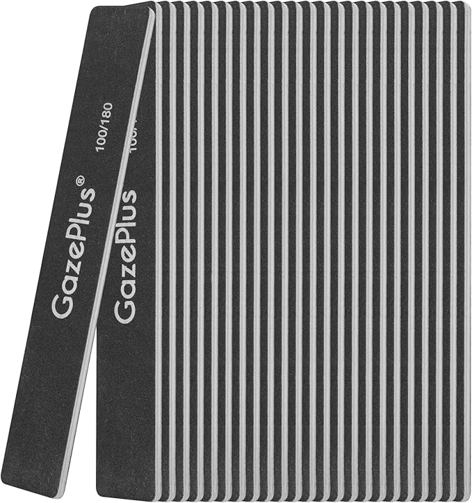 Nail Files, 24 PCS Fingernail Files 7" Long 100/180 Grit Emery Boards for Nails Professional Nail File Bulk Washable Suitable for Both Acrylic and Natural Nails Black