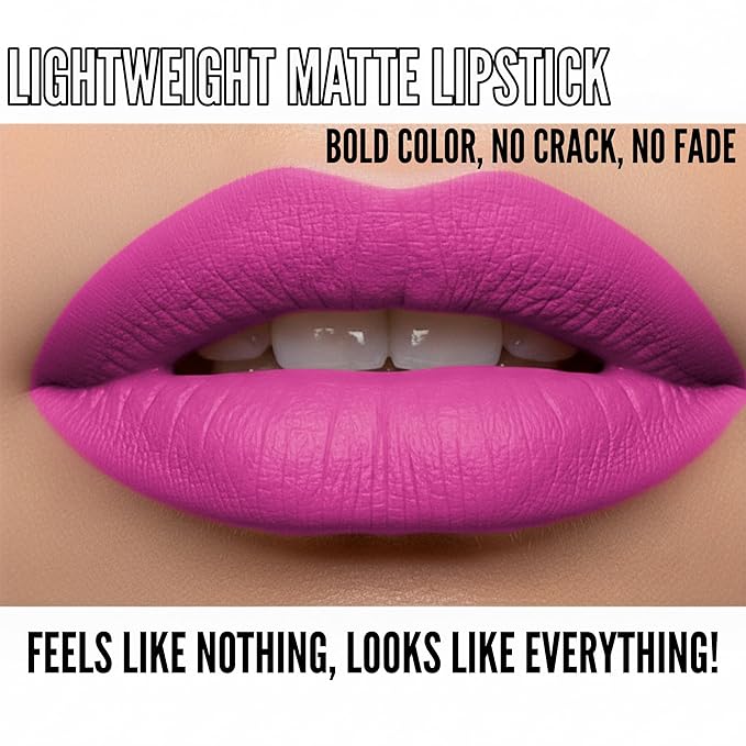 Mynena Bright Cool Pink Matte Liquid Lipstick | Long-Lasting Comfort Matte | Smudge-Proof Transfer-Resistant | Full Coverage Non-Drying | Vegan & Cruelty-Free | All-Day Wear Lip Color | Rosa