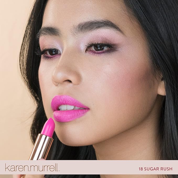 Karen Murrell - Natural Lip Stick - Lipstick 18 Sugar Rush - Hot Pink Lipstick - Matte Finish, 100% Natural Ingredients, Moisturizes & Hydrates Lips - Paraben & Cruelty Free
