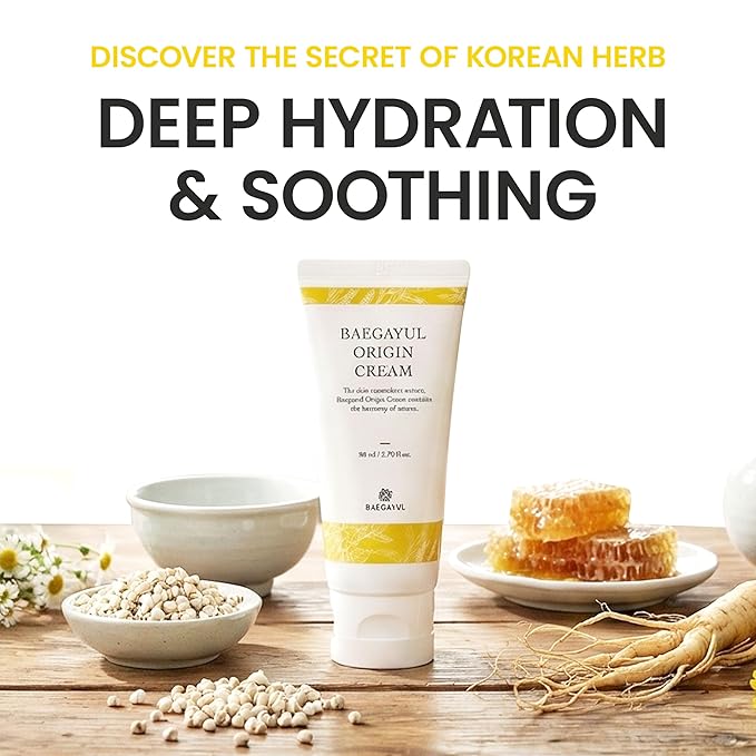 Baegayul ORIGIN Face Moisturizer Cream - Korean Daily Moisturizer with Propolis & Coix Seed Extract complex - Deep skin Hydration & Soothing for Dry, Sensitive Skin [ 2.71 fl oz ]