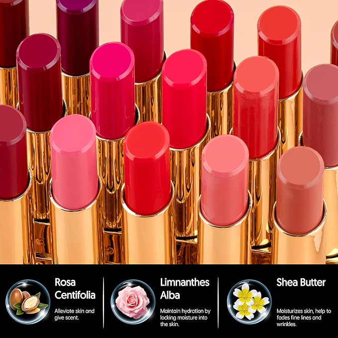 MAKI YIKA 3Pc Moisture Lipsticks for Women Nude Pink Purple Lipstick Hydrate Tinted Lip Balm for Dry Cracked Lips Glossy Lip Color, MA55/62/65