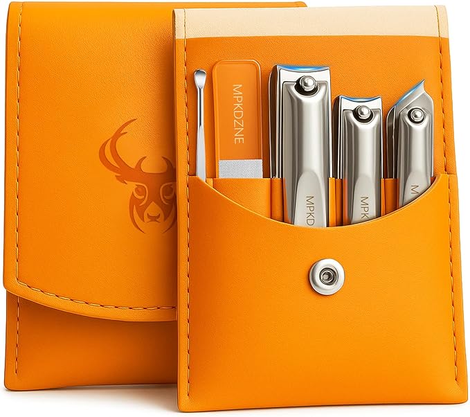 Nail Clippers Set for Men Women – 5-in-1 Stainless Steel Manicure Set and Nail Care Kit with Fingernail & Toenail Clippers, Portable Manicure Kit for Women, Travel Grooming Kit with Storage Bag