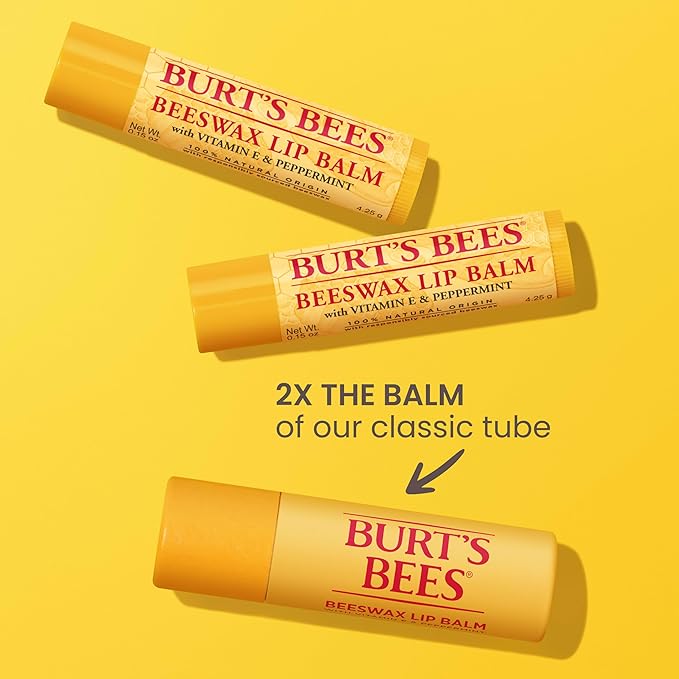 Burt's Bees Moisturizing Lip Balm, 2 Original Beeswax and 1 Vanilla Bean, 100% Natural Origin, 0.34 Ounce Each, 3 Paper Tubes, Pack May Vary