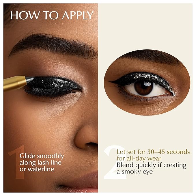 EPILYNX Eyeliner Pencil - Long Lasting Smudge Proof & Waterproof Eyeliner Pencil - Eye Liner Pencils - Hypoallergenic, Vegan, Gluten-Free Eye Pencil - Moonlight Black Shimmer, 1.2ml