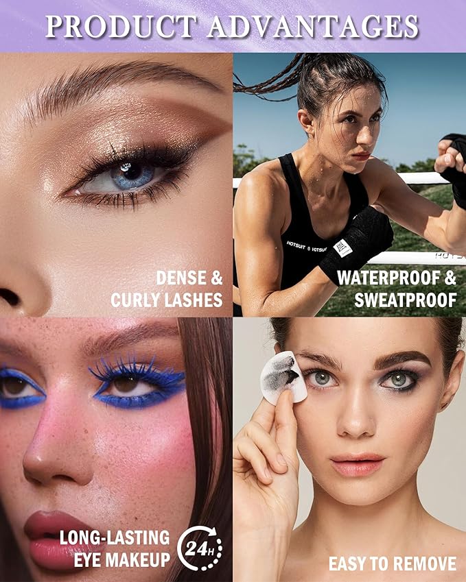 Green Mascara Liquid Eyeliner Set,5D Waterproof Fiber Colored Mascara Volume and Length,Longlasting Smudgeproof Color Eye Liner Pen,Cosplay Party Stage Use,Christmas Makeup Gift for Women Girl