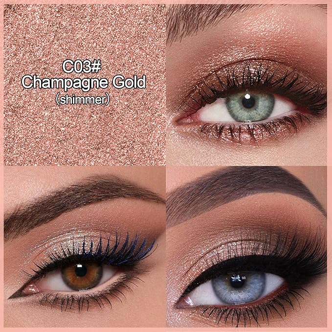 Erinde Waterproof Cream Eyeshadow Stick, Champagne Gold Shimmer Eye Shadow Sticks, Cream to Powder Eyeshadow Crayon, Buildable & Blendable Long-Lasting Eye Shadow Stick, Vegan & Cruelty-Free, C03