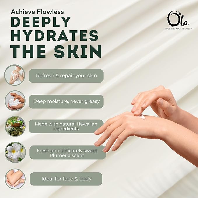 OLA TROPICAL APOTHECARY Plumeria Body Lotion with Pure Tropical Oils and Plant Extracts - 8.45 Fl Oz