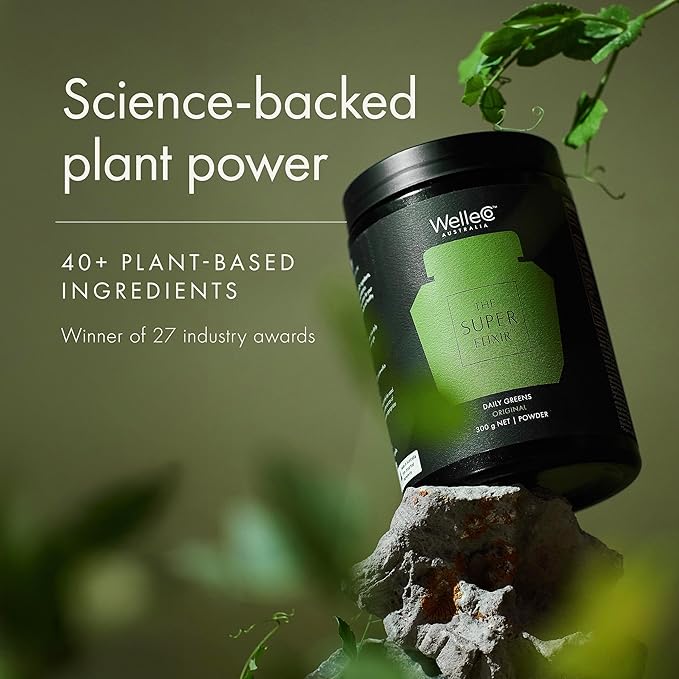 WelleCo The Super Elixir Daily Greens Powder, Probiotic Drink Mix with Whole Foods, Gluten Free, Vegan Gut Health Powder, Energy, Immunity, Healthy Skin, Hair & Nails (Jar, Pineapple & Lime Jar)