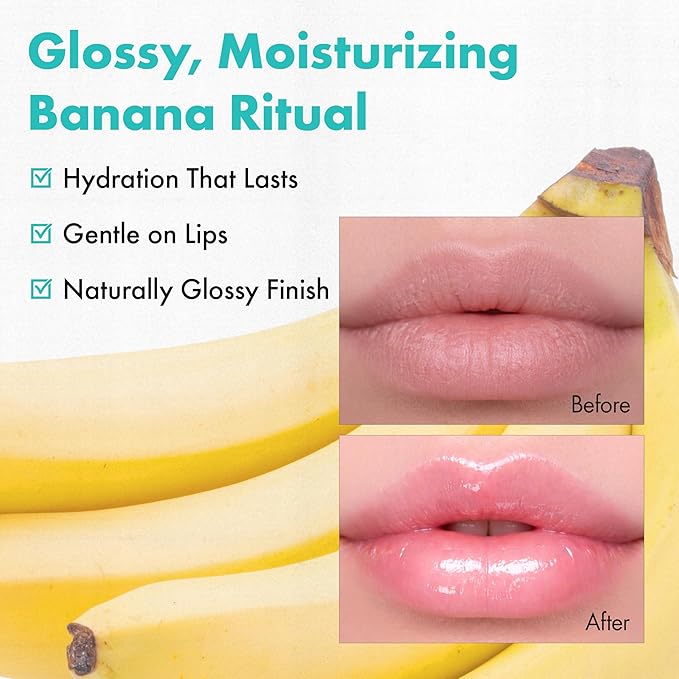 Amuse Seoul Banana Lip Oil (06 Rose Sorbet) – Skincare-Infused Hydrating Vegan Lip Oil, Banana-Scented, Lightweight Non-Sticky Glossy Finish, with Peptide & Rice-Based PDRN