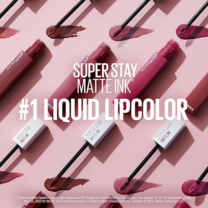 Maybelline Super Stay Matte Ink Liquid Lipstick Makeup, Long Lasting High Impact Color, Up to 16H Wear, Huntress, Muted Grey, 1 Count, Packaging May Vary