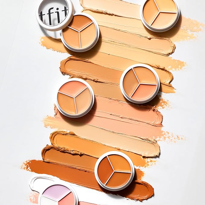 Multi-Use Pot Concealer - Triple Palette | High-Pigmented, Full Coverage & Crease-Proof | Korean Concealer for Dark Circles, Redness & Blemishes (00 Light, 0.52 Oz)