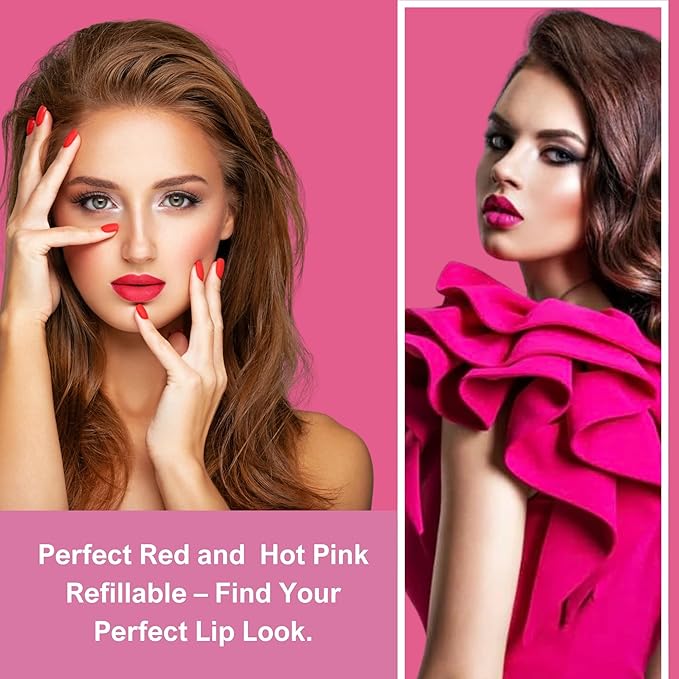 Hickey Lipstick Mile High Organic Perfect Red Lipstick & Hot Pink (Pack of 2) - Long Lasting Lipstick for Women - Hydrating & Moisturizing, Best Lip Color for Women, Gluten-Free & Vegan, 2 Shades