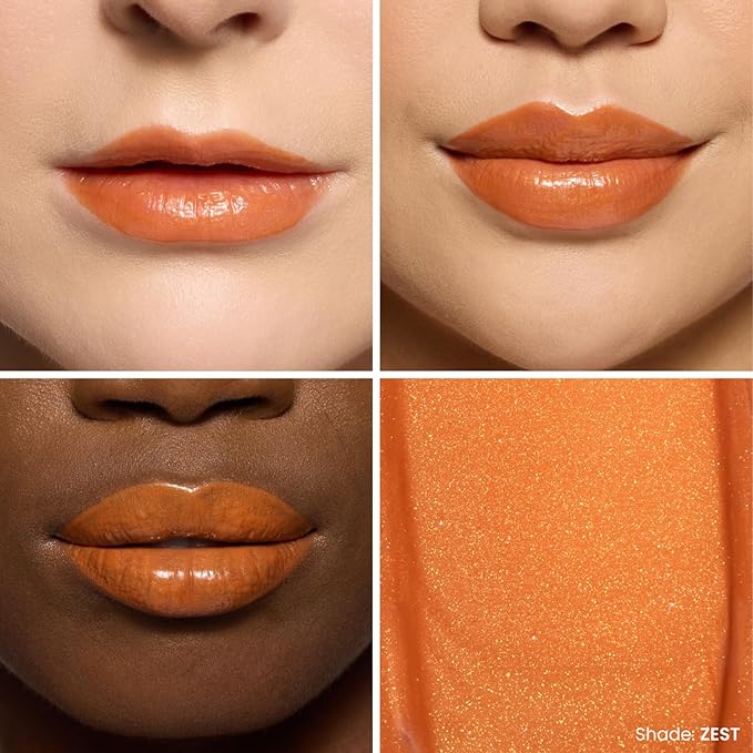 OFIR Hue Hydrator Sheer Lip Jelly, Luminous Gloss, Plant-based, Hydrating, Subtle Color, 0.135 fl oz (Zest - Burnt Orange)