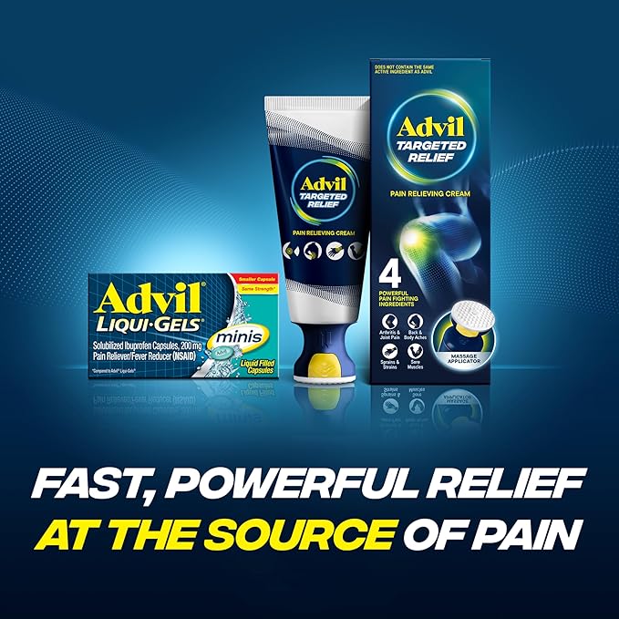Advil Liqui-Gels minis Pain Reliever and Fever Reducer, Pain Medicine for Adults with Ibuprofen 200mg for Pain Relief - 200 Liquid Filled Capsules