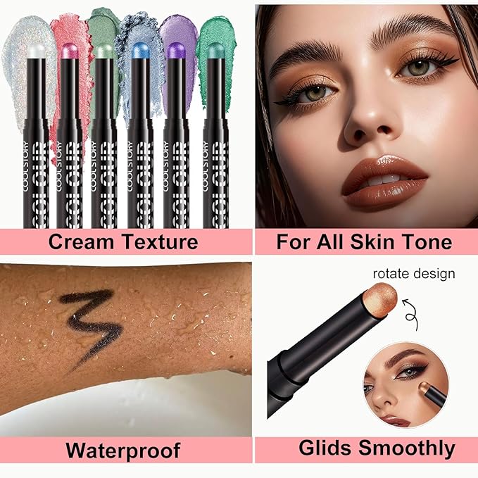 Pink Glitter Eyeshadow Stick, Light Pink Shimmer Eyeshadow, Hot Pink eyeshadow Stick Pencil, Waterproof Long Lasting High Pigment Eye Shadow Crayon Pen, Women Eye Highlighter Stick (20#)