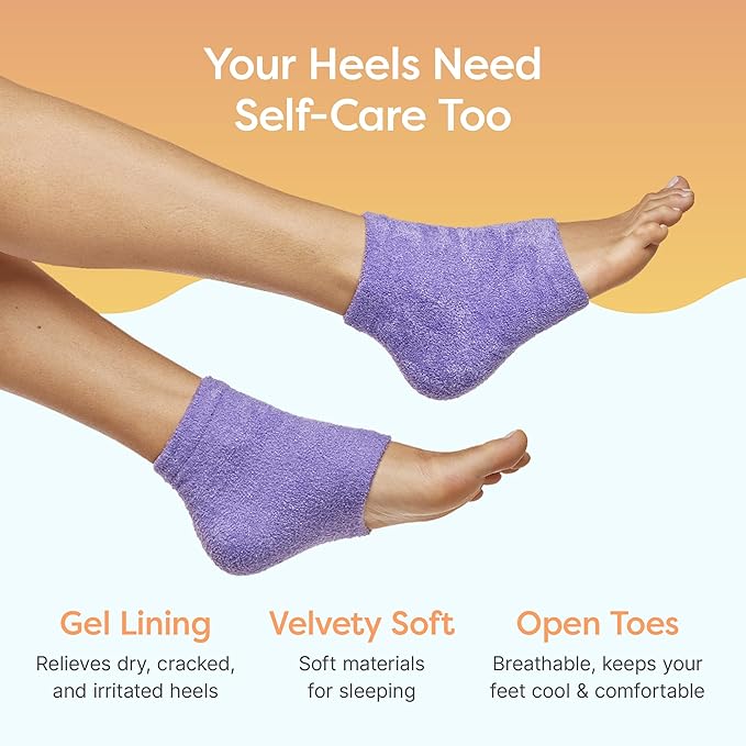 ZenToes Moisturizing Socks for Cracked Heel Treatment, Vitamin E, Olive Oil and Jojoba Oil Infused Heel Socks, Galentines Day Gifts, Self Care Gifts for Women (Fuzzy Lilac Purple, Regular)