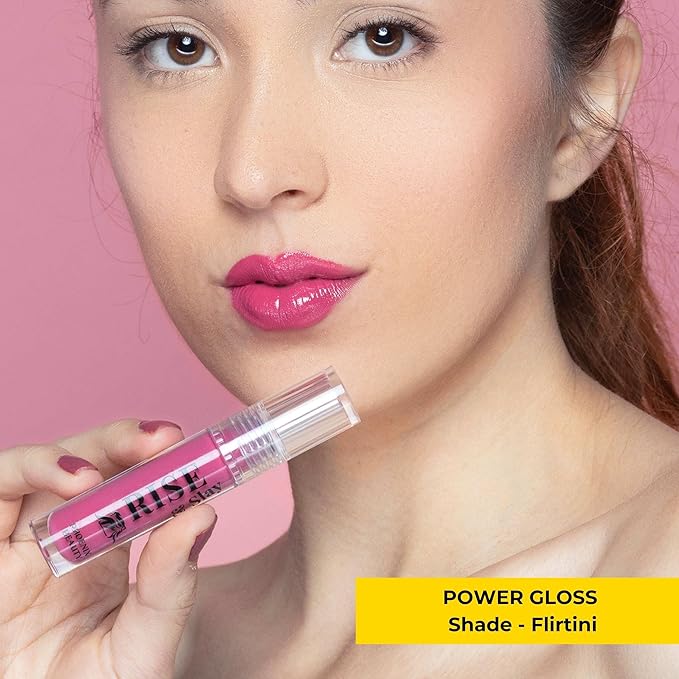 Power Gloss – Mauve Pink Vegan Lip Gloss with High Pigment, Hyaluronic Acid & Jojoba for Bold, Non-Sticky, Moisturizing Shine (Flirtini)