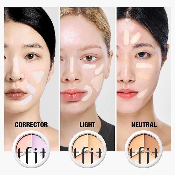 Multi-Use Pot Concealer - Triple Palette | High-Pigmented, Full Coverage & Crease-Proof | Korean Concealer for Dark Circles, Redness & Blemishes (02 Warm, 0.52 Oz)