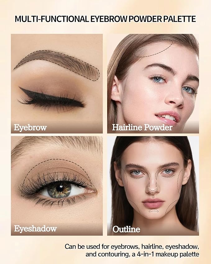Eyebrow Powder Makeup Kit,2 Colors Waterproof Long Lasting Natural Brown/Grey Eye Brow Tinting Powder Palette,Professional Eyebrow Filler Contour Gifts for Women with Mirror Brow Brush & Razor-Set 02#
