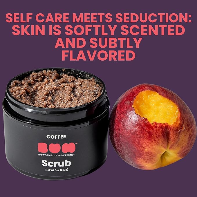 BUM Coffee Sugar Scrub for Body - Coffee Scrub Body Exfoliator with Organic Shea, Coconut Oil, Rosehip, Vitamin E & Jojoba - Moisturizing, Seductively Scented & Subtly Flavored Exfoliant (2 oz)