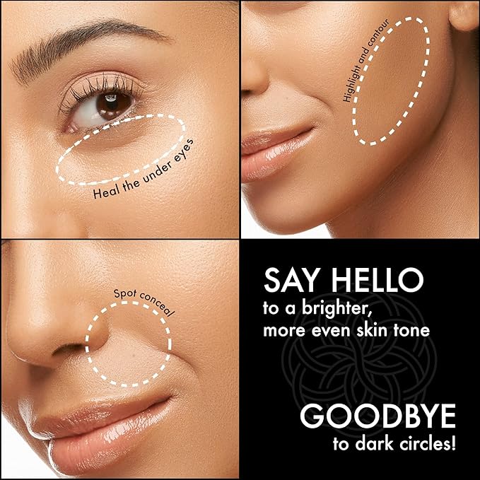 YENSA Skin On Skin BB + CC Full Coverage Concealer - Color Correcting Serum Concealer - Creaseless & Brightening Formula with Hyaluronic Acid & Superfood Complex - Tan Warm (0.34 Fl oz)
