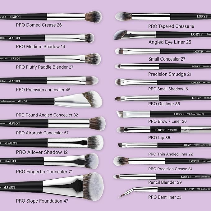 LORYP Professional Makeup Brushes Set 32Pcs Matte Black Cosmetic Brush Kit for All Face & Eye of Soft Vegan Synthetic Hair for Artists & Enthusiasts