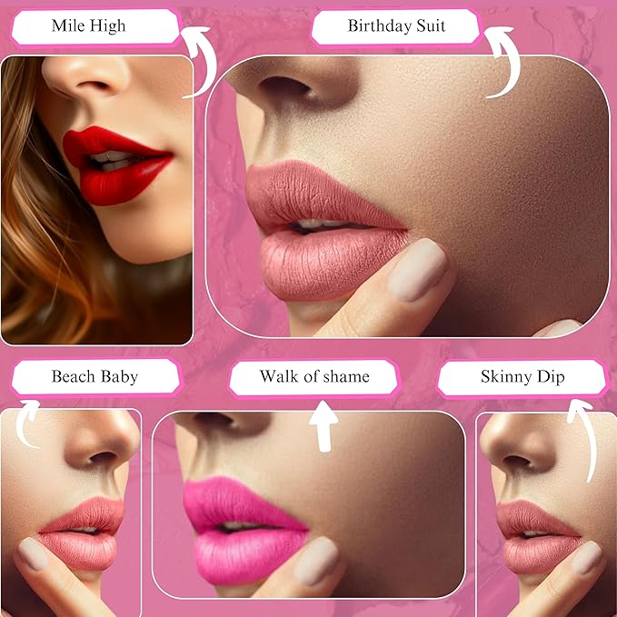 Hickey Lipstick Organic, Long Lasting Gluten Free Refillable Lipstick Collection THE VAULT COLLECTION - 8 Shades Red, Hot Pink, Nude, Light Pink, Coral, Berry, Mauve, Terracotta Nourishing