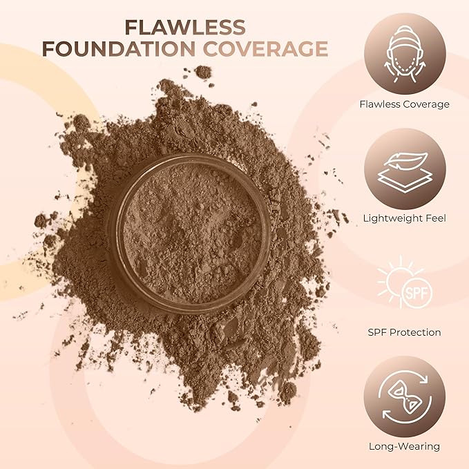 EBONY FOUNDATION (5g Sample Size Jar) – Loose Mineral Foundation Powder – Matte Finish, Buildable Coverage for Deep Neutral Skin – Sweet Face Minerals, SPF 30