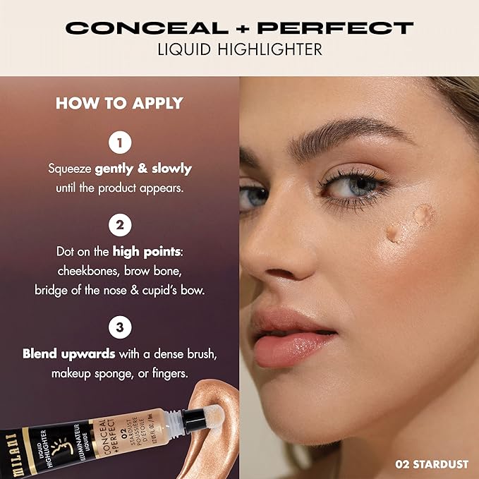 Milani Conceal + Perfect Liquid Highlighter for Added Glow, Face Lift Collection - Molten