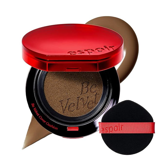 Espoir NEW Be Velvet Cushion Foundation #40.5 Deep Olive | Quick and Easy Coverage with Long-lasting Color by Zero Oxidation, Velvety Smooth Finish & Lightweight Formula, Vegan, Korean Makeup, 0.46 oz