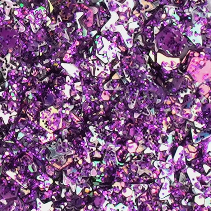 Secret of Pharaoh Holographic Chunky Glitter Gel for Face, Body, Hair - Purple Sparkle | Vibrant Colores, Festival and Party Makeup - Versatile and Long-Lasting, Dazzling and Shimmering Effect