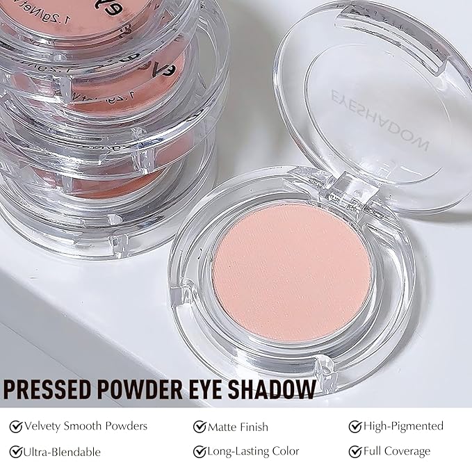 Apricot Nude Eyeshadow Palette - Single Matte Eyeshadow Silky Pressed Eye Shadow Powder, Compact Lightweight Blendable Neutral Eyeshadow, Daily Matte Eyes Makeup, #03