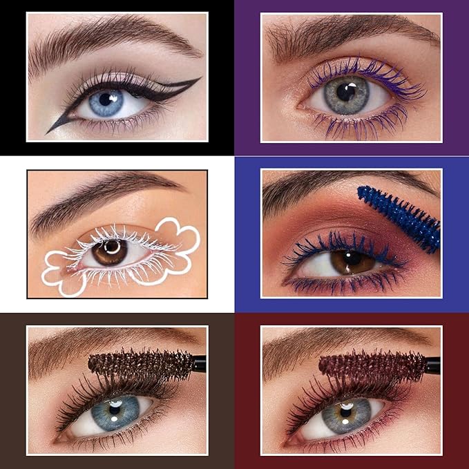 UCANBE Purple Mascara and Liquid Eyeliner Set, Waterproof Colored Eye Makeup Duo - Enhance Your Gaze with Natural Lasting Lift & Curl for Lashes and Pigmented Smudge-Proof Eye Liner